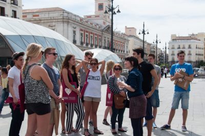 Group of foreigners with a guide in Madrid